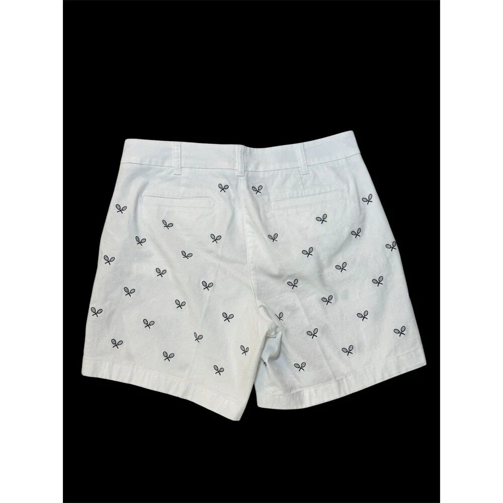 J. Crew White Embroidered Chino Shorts‎ WOMEN'S SZ 10 Tennis Preppy Country Club